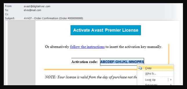 avast pro activation code 2038